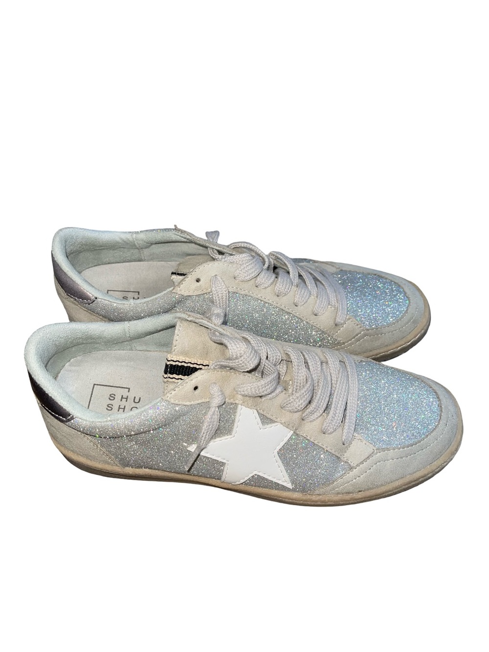 Shu Shop Piera Silver Glitter Star Sneakers - Size 9